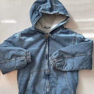 Zara Kids Hooded Fleece Lined Jean Jacket